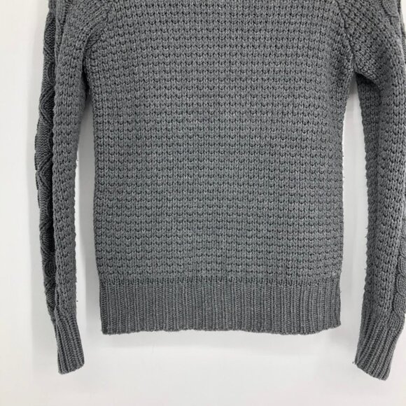 Zara Charcoal Grey Cable Knit Long Sleeve Crew Neck Raglan stitch Sweater size S - Picture 5 of 16